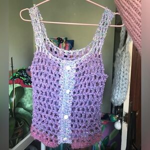 Handmade by me crochet top with buttons down the front. Fits like a small!